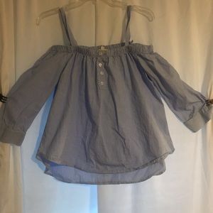 Striped blue off the shoulder shirt Medium